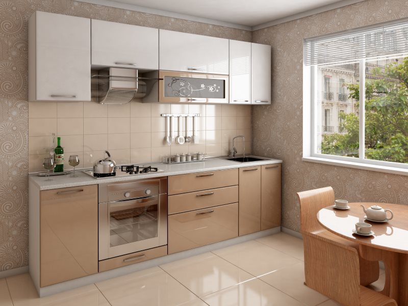 Grembiule da cucina con piastrelle beige