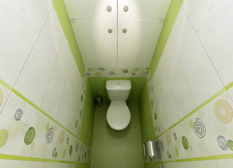 Plancher de toilette vert avec WC blanc