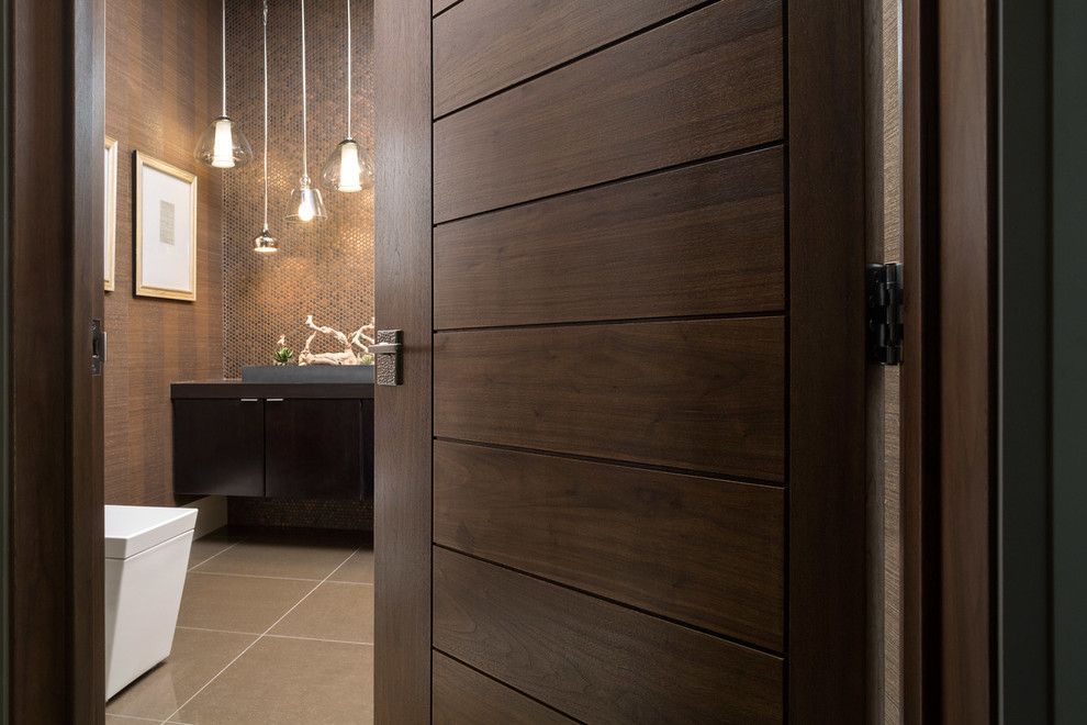 Brown bathroom door