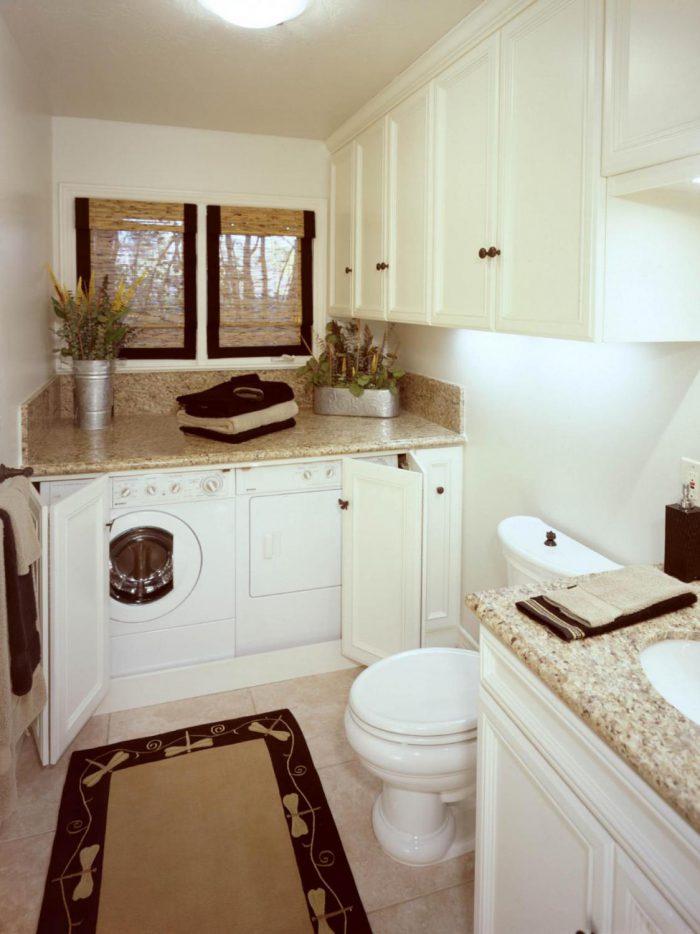 Place for a washing machine in the bathroom of a country house