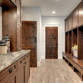 Wooden furniture in the hallway of a private house