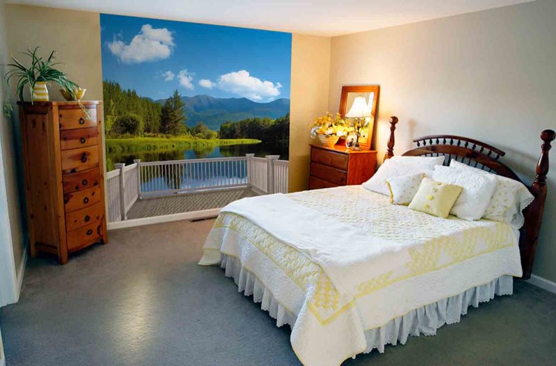 Wall mural in the interior of a deaf bedroom