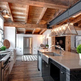 cuisine dans une maison en bois idées photo