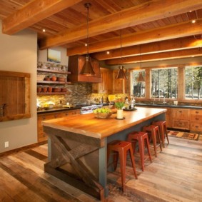 cucina in una casa di legno tipi di foto