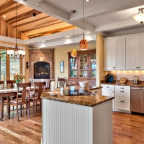 kitchen in a country house design photo