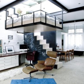 loft style studio apartment design photo