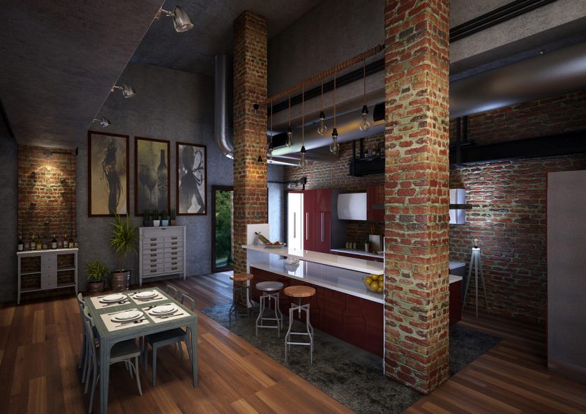 loft style studio apartment