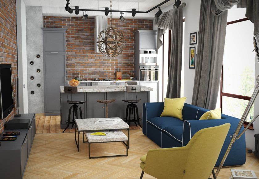 loft style studio apartment