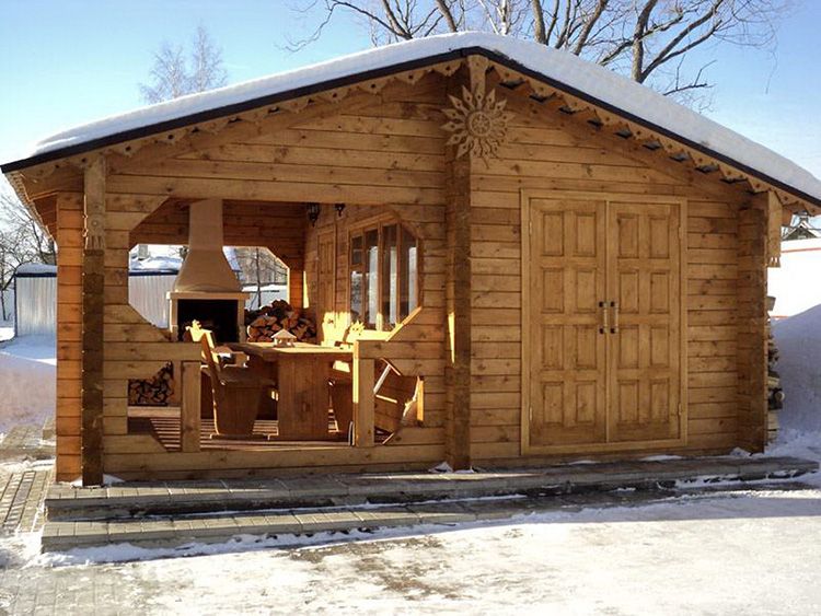 Sauna avec cuisine d'été au chalet