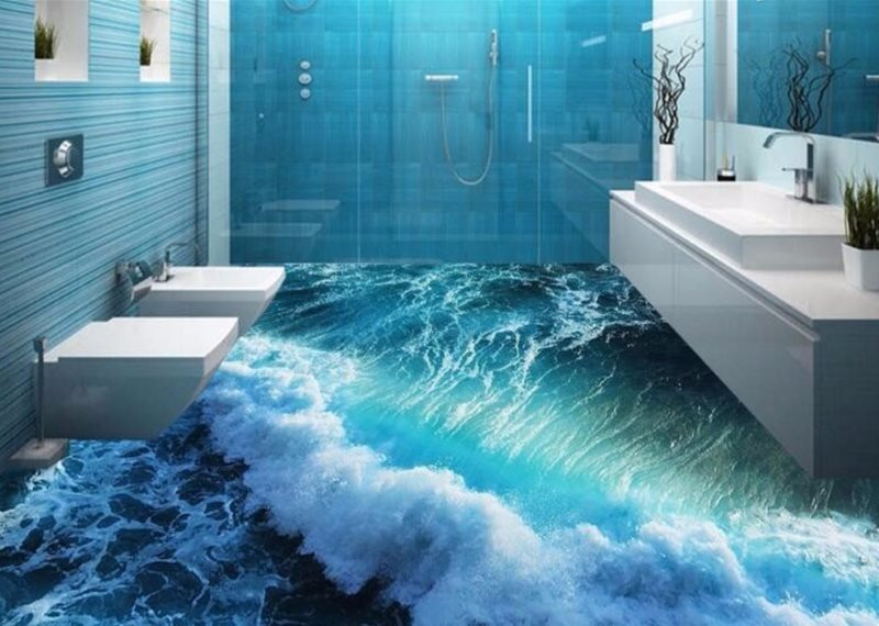 Bagno con pavimento sfuso 3d