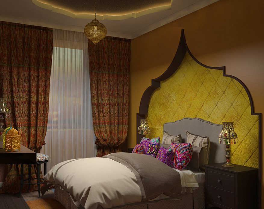 Decor niche bedroom in oriental style