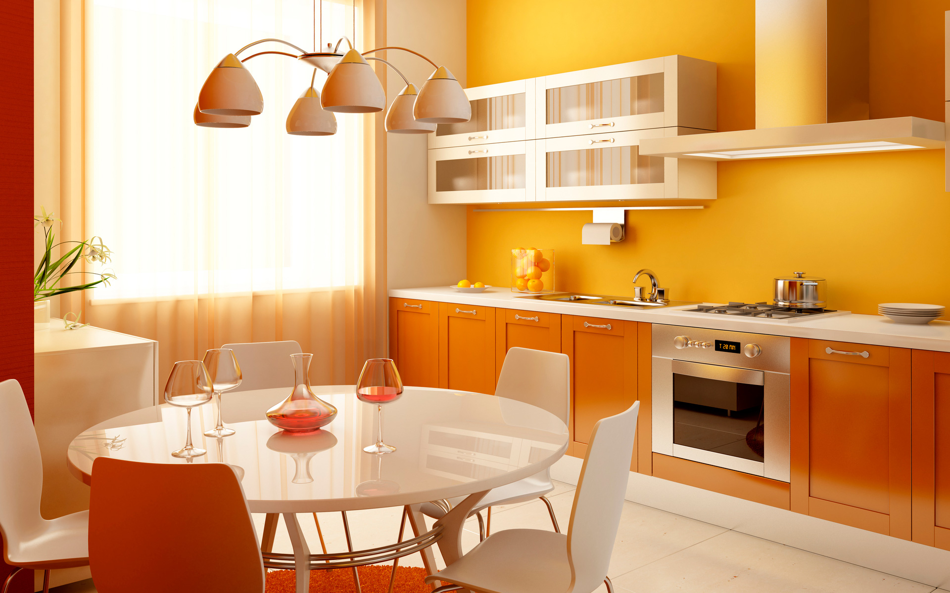 cuisine orange avec jaune