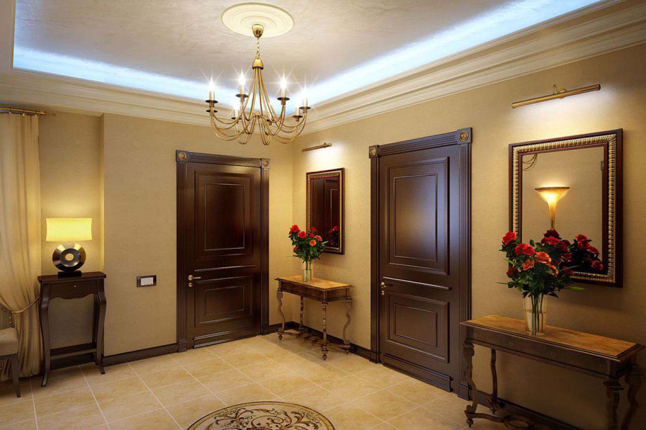 ceiling chandelier in the hallway decor