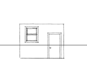 Ligne d'horizon dans une illustration de cuisine en perspective