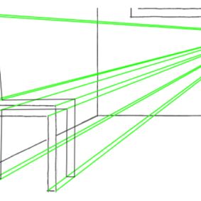 Sedia che disegna in prospettiva