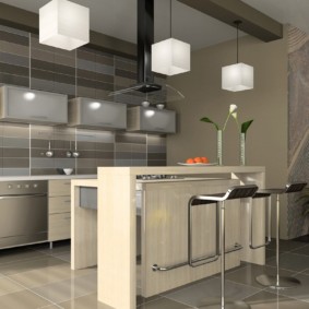 combinazione di piastrelle e laminato nelle idee di design della cucina