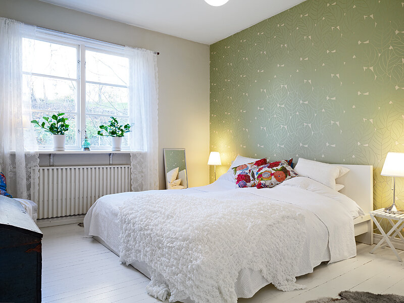 Chambre de style scandinave vert