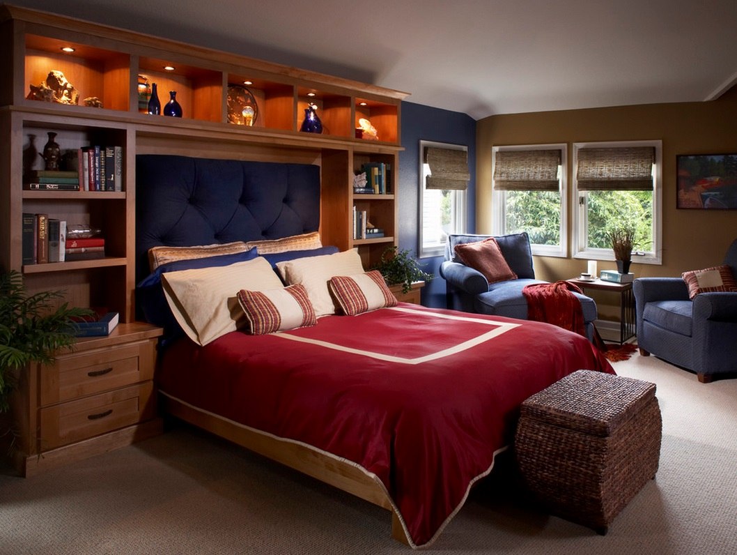 bedroom with bed by the window photo interior