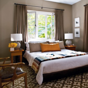 bedroom with a bed by the window in the country house