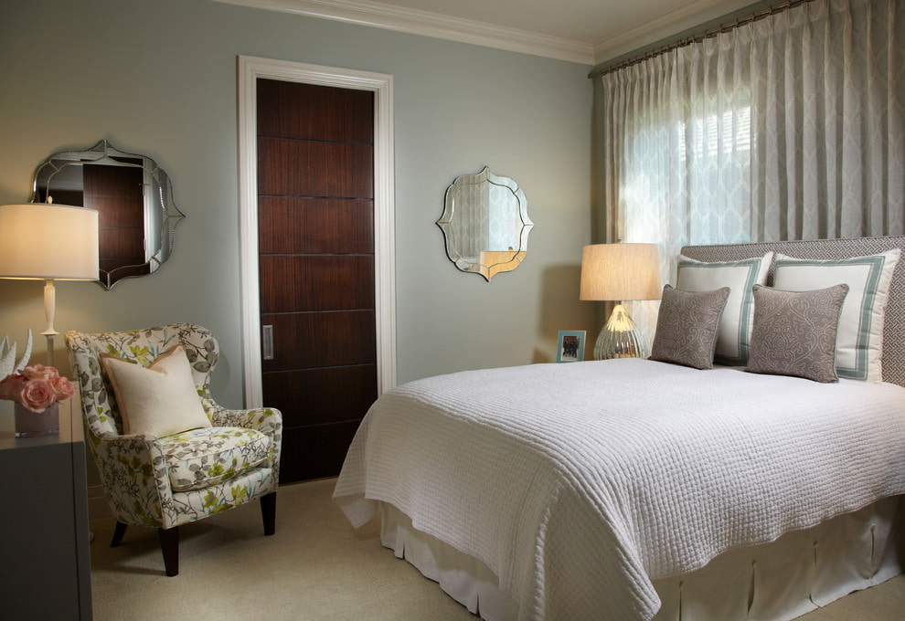 Dark door in the bedroom interior