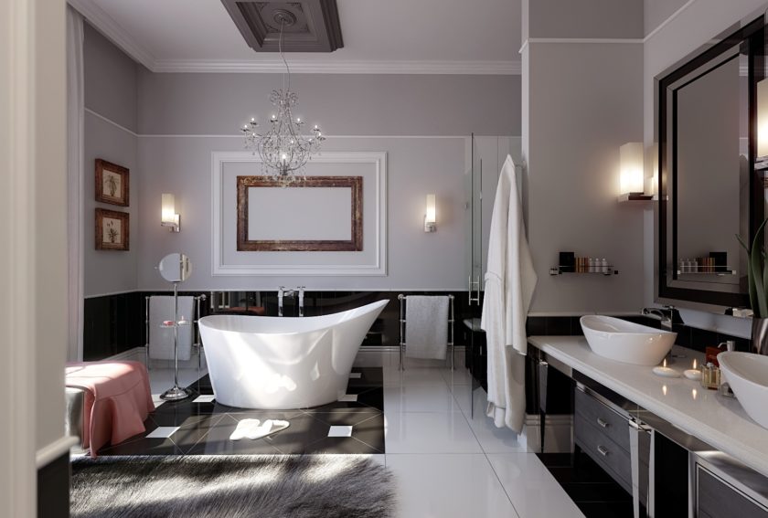 salle de bain avec des meubles photo design premium