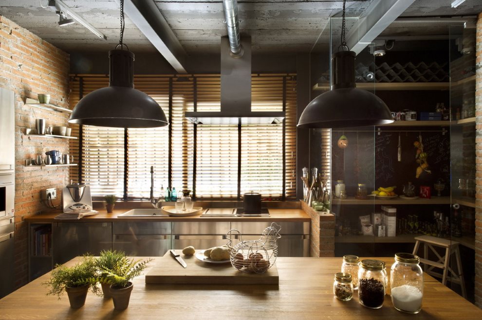 Plafond de cuisine style loft gris