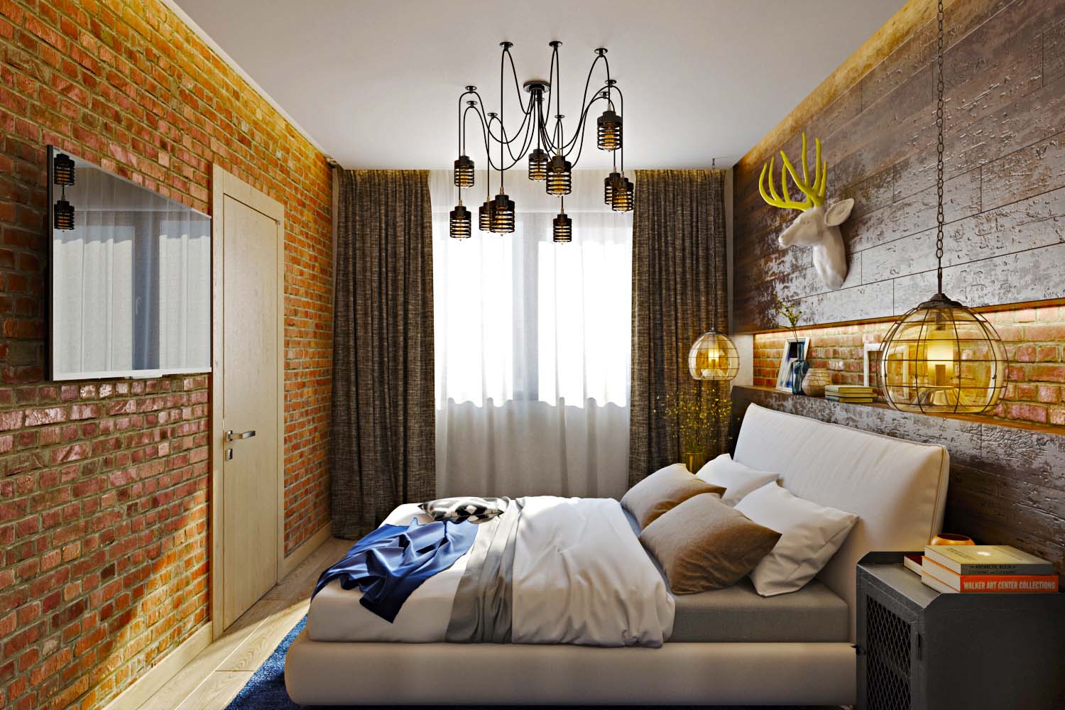 chambre de 14 mètres carrés dans le style loft