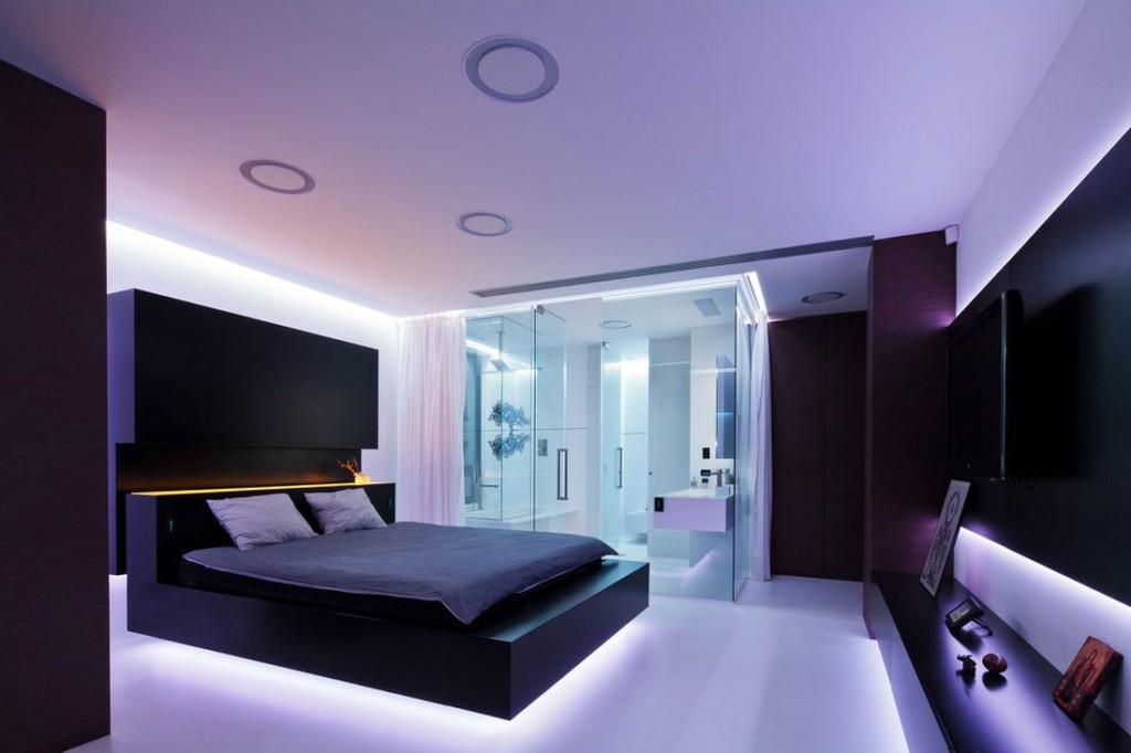 Design de chambre high-tech spacieux