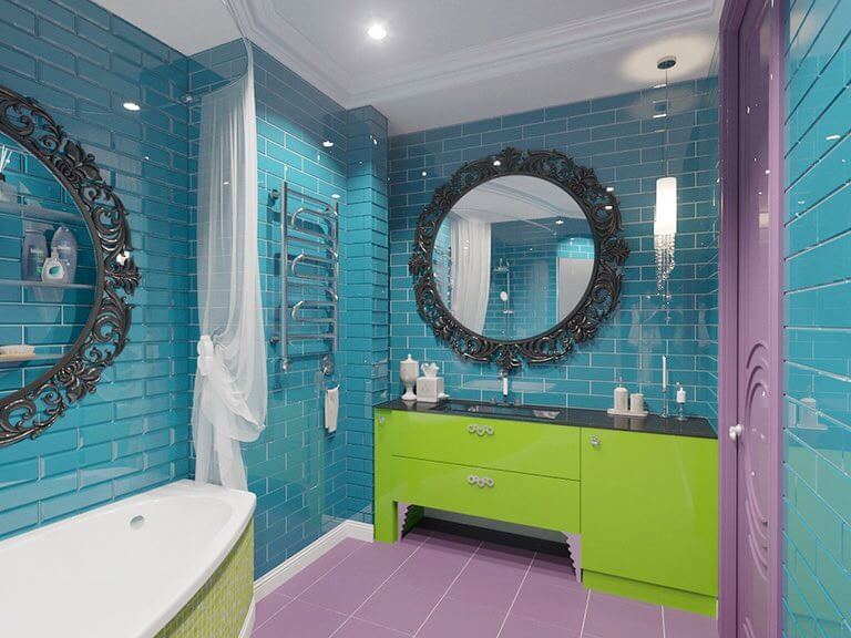 Design de baignoire turquoise art déco