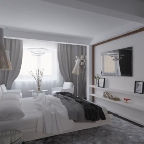 chambre design 14 m² dans les couleurs blanc et gris