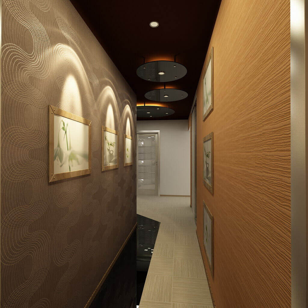 long narrow corridor in a panel house apartment