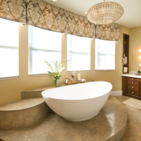 Podium in the interior of a spacious bathroom