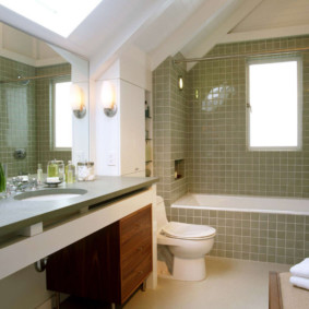 Attic bathroom interior in a private house