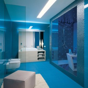 Conception de salle de bain en bleu