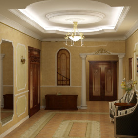 Two-level ceiling with stucco moldings