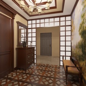 Wall mural in the interior of a modern hallway