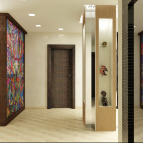 Stained-glass windows in the interior of the entrance hall of the apartment