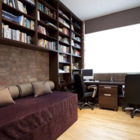 Bookshelves in a bedroom