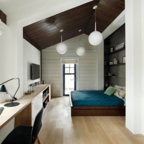 Bedroom-attic in the attic of a private house