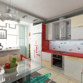 Set da cucina da appoggio rosso