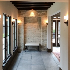 Stone tiles on the hallway floor