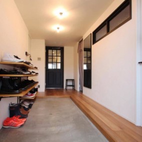 Open shelves for storing shoes