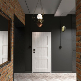 White door in a dark gray wall