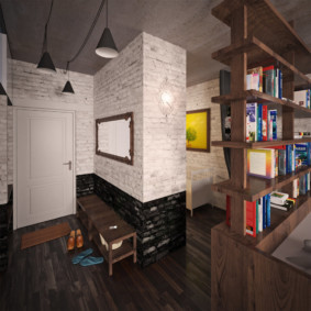 Brown floor in the entrance hall of the apartment