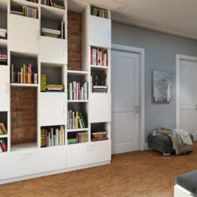 Space for books in the spacious entrance hall