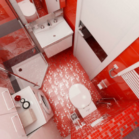 Red floor in combined bathroom