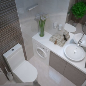 Combined bathroom design in a panel house apartment