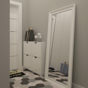 Floor mirror in a white frame