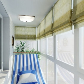 Striped hammock on a narrow balcony