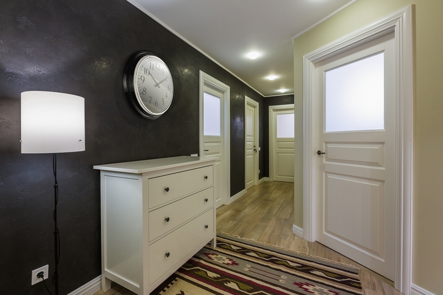 Scandinavian-style contrasting hallway